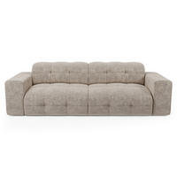 SOFA 4-SITZER geprägter Samt beige 230cm - Beige, Textil (230/85/92cm) - Sia Home