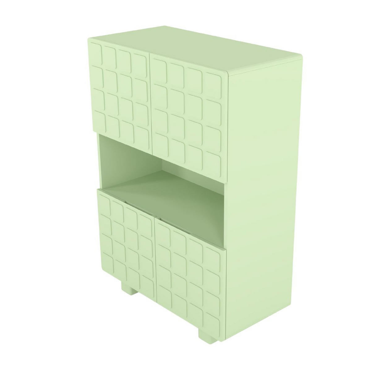 HIGHBOARD Cubo Long, Geometrische 3D Fronten, 85 x 120 cm, Grün - Pastellgrün, Holz/Holzwerkstoff (84.3/120/41.8cm) - Skandica