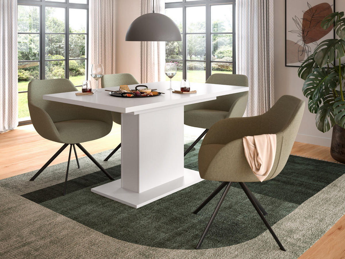 ESSTISCH weiß, Küchentisch ausziehbar 150 - 190 cm - Weiß, Holzwerkstoff/Metall (150/90/76cm) - Inn.Furn