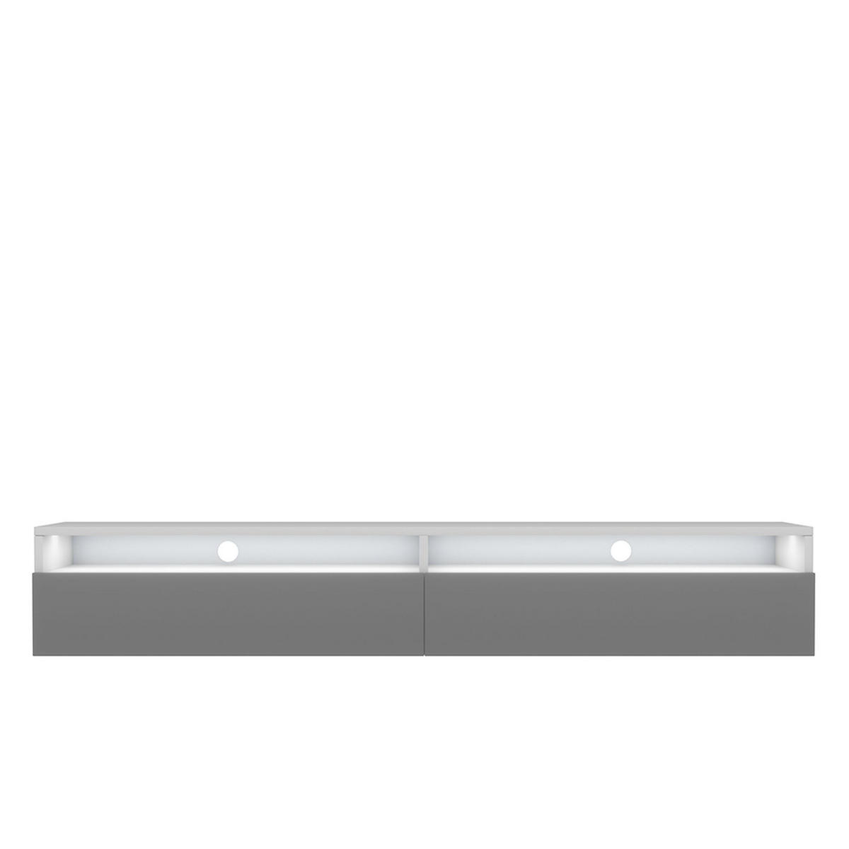 TV-LOWBOARD Rednaw Weiß Matt/Grau Hochglanz mit LED, 180 cm - Weiß/Grau, Holzwerkstoff (180/30/31cm) - Selsey