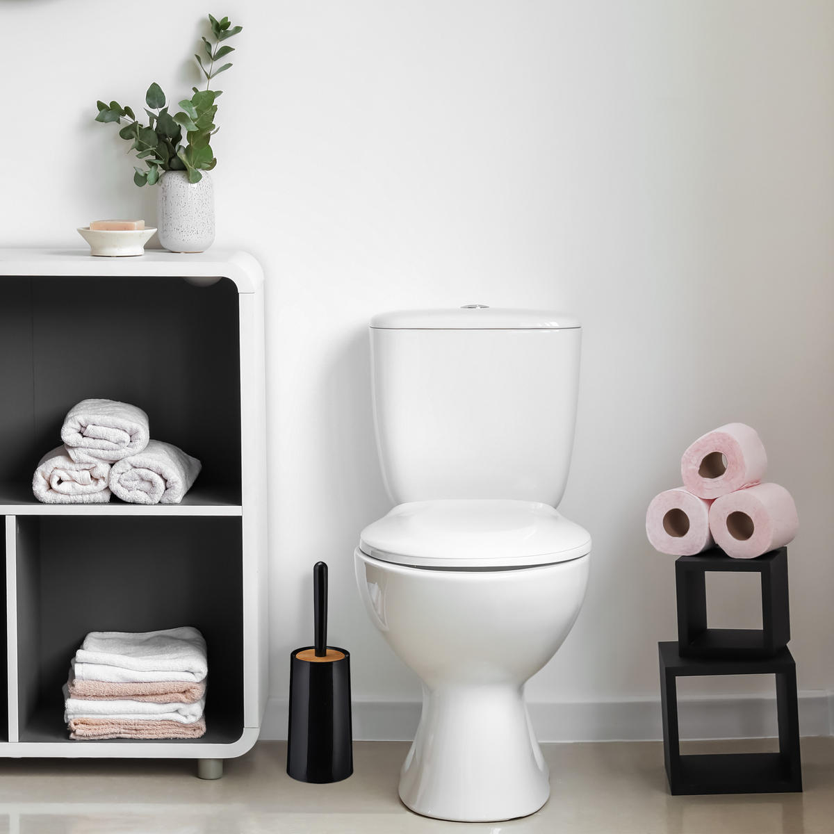 TOILETTENBÜRSTE - Schwarz, Holz/Kunststoff (12/39/12cm) - Relaxdays