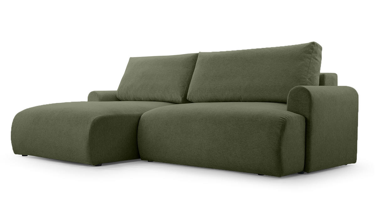 ECKSOFA mit Schlaffunktion Bordon, Dunkelgrün - Dunkelgrün, Textil (150/260cm) - Fedve