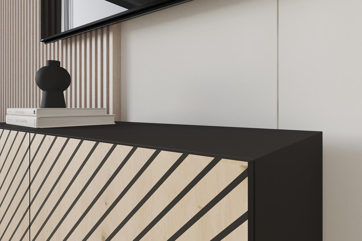 LOWBOARD SENI-W 100x40x41 cm - Schwarz / Artisan - Schwarz, Holzwerkstoff (100/40/41cm) - ALTDECOR