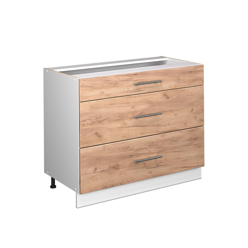 KÖKSUNDERSKÅP Fame-Line, Goldkraft ek/Vit, 100 cm, AP Oak Honungsek, Vit 82/100/51.6 cm
