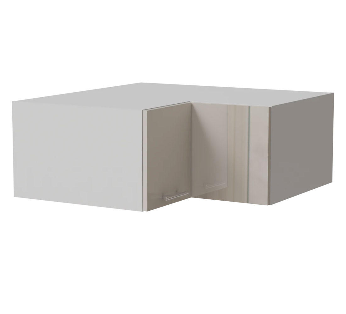 ECKAUFSATZSCHRANK Brerra W14/90/36 Weiß / RAL 9001 creme Hochglanz 90 / 90 / 36cm - Creme/Weiß, Holz/Holzwerkstoff (90/36/90cm) - Feldmann-Wohnen