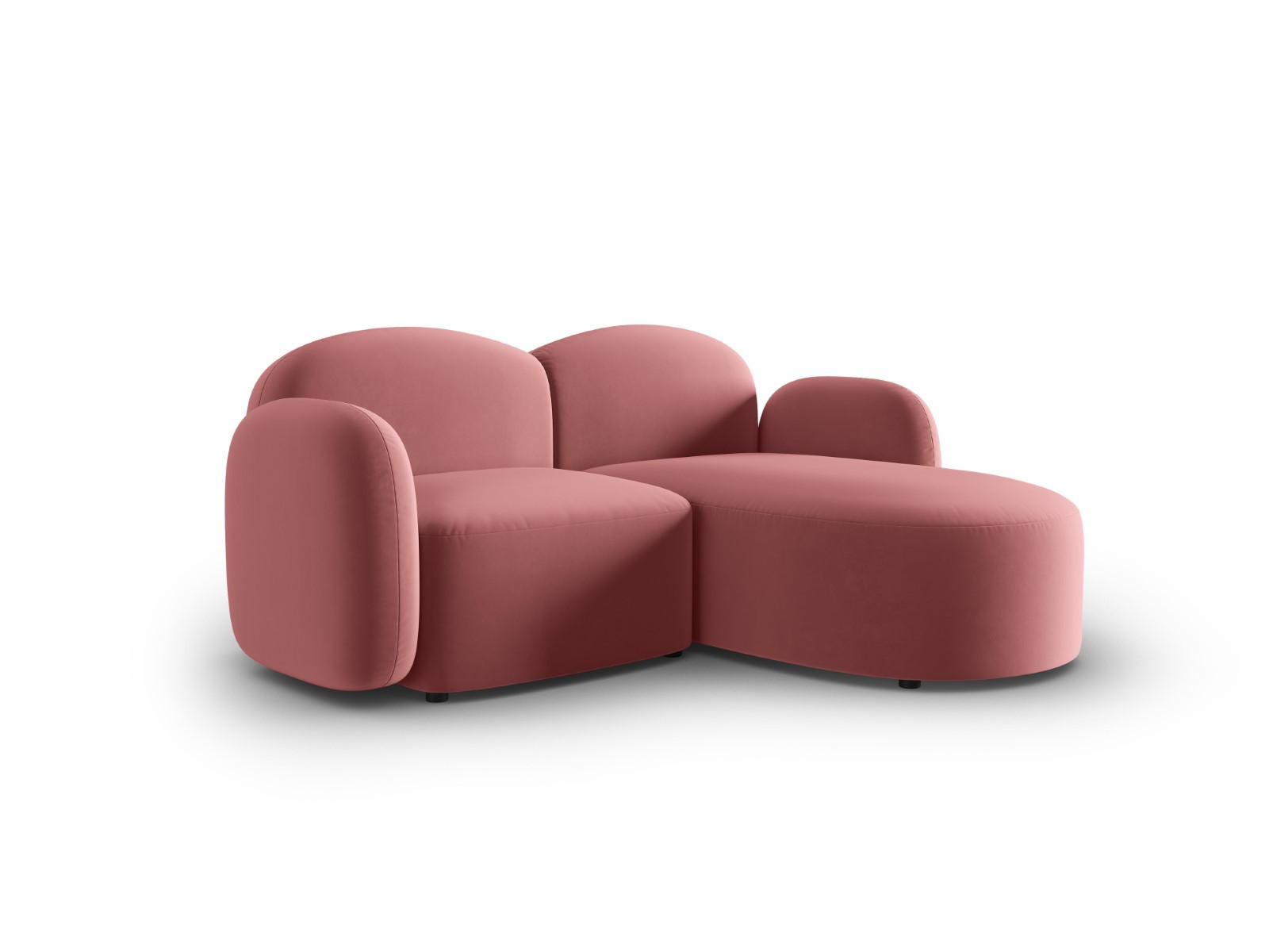 ECKSOFA rechts Blair aus Samt lachs 3 Sitzplätze - Pink, Textil (155/194cm) - Micadoni