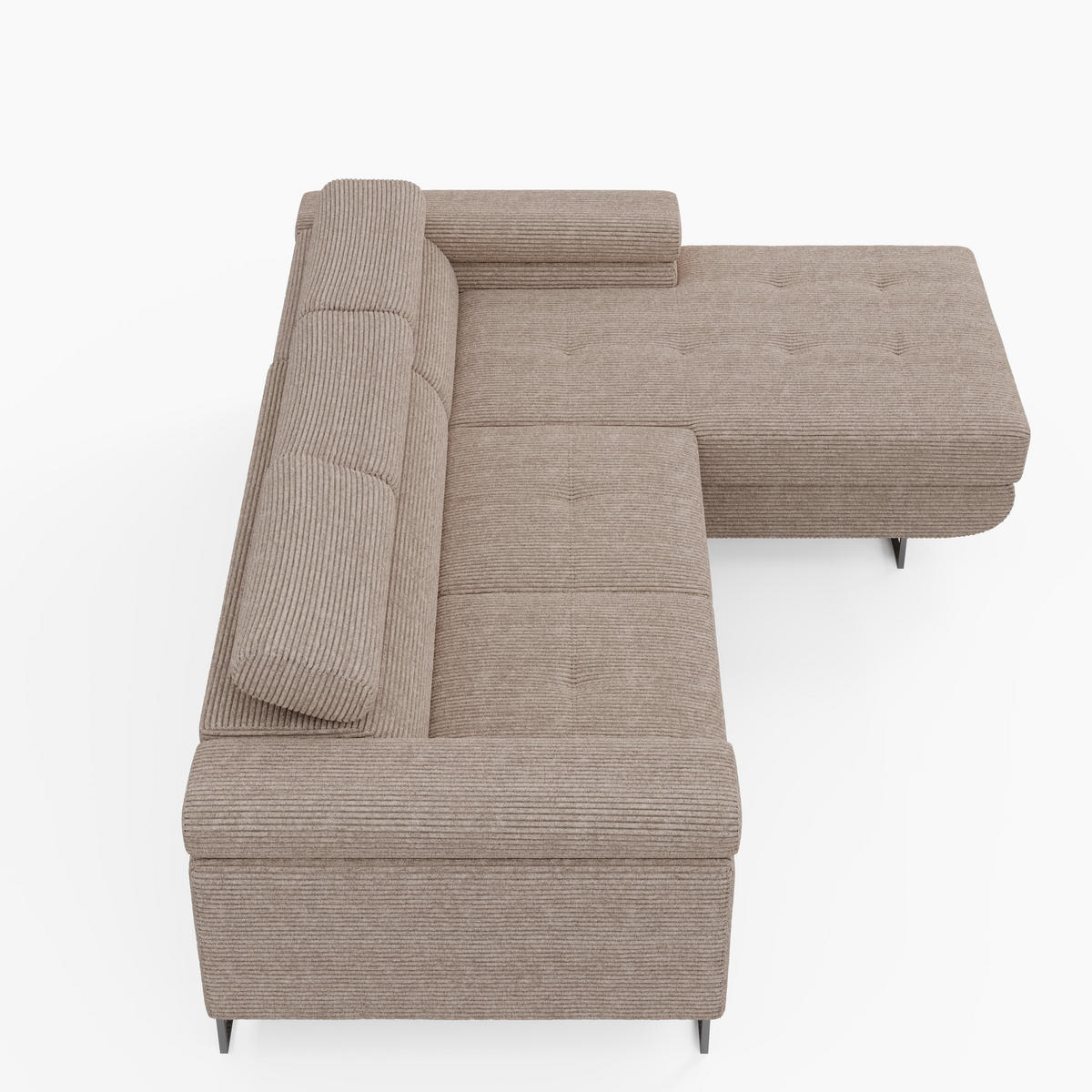 ECKSOFA VEMO MINI Rechts Schwarz Cord-Stoff Kompakter Komfort für Wohnräume - Schwarz, Textil (175/235cm) - Barchello