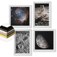 WANDBILDER 4er-Set - 50x50 cm & 40x60 cm Weißer Rahmen - Astronautenfoto vom Mond - Weiß, Kunststoff (50/50cm) - ArtPrintCave