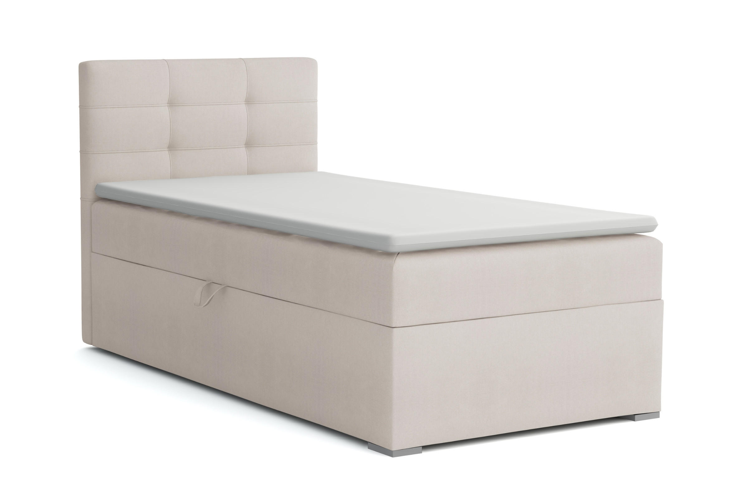 BOXBETT FLO 100/200 in Velours Ecru links H4 - Ecru, Holz/Holzwerkstoff (100/200cm) - Deine Möbel 24