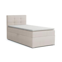 BOXBETT FLO 100/200 in Velours Ecru links H4 - Ecru, Holz/Holzwerkstoff (100/200cm) - Deine Möbel 24