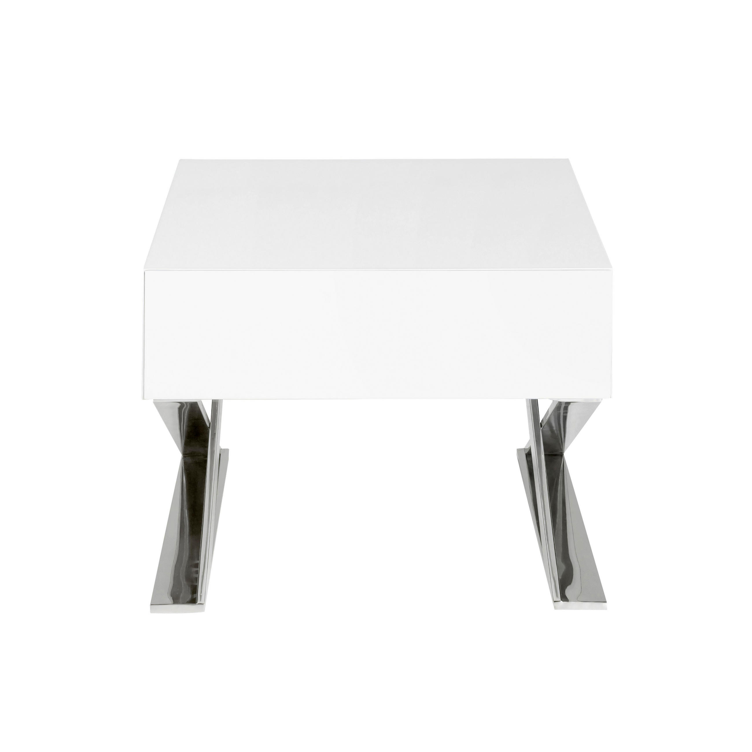 NACHTSCHRANK Nachttisch aus weißem Holz und verchromtem Stahl 50/48/38 cm - Edelstahlfarben/Weiß, Holz/Metall (50/38/48cm) - ANGEL CERDA