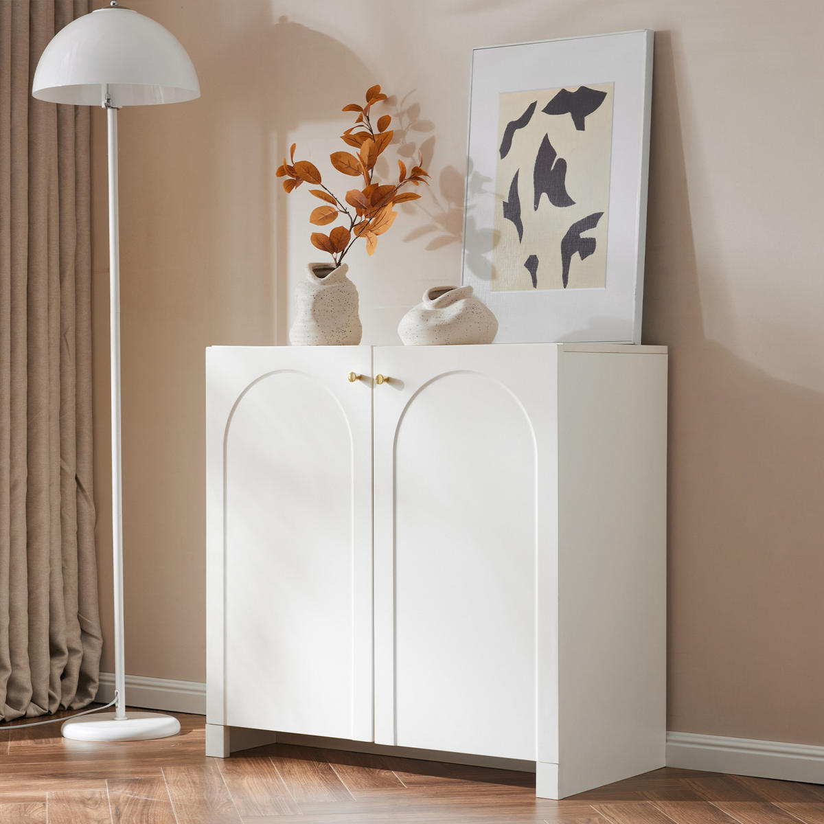 SIDEBOARD Cremeweiß, 2 Türen, kompakter Stauraum - Weiß, Holz (80/80/40cm)