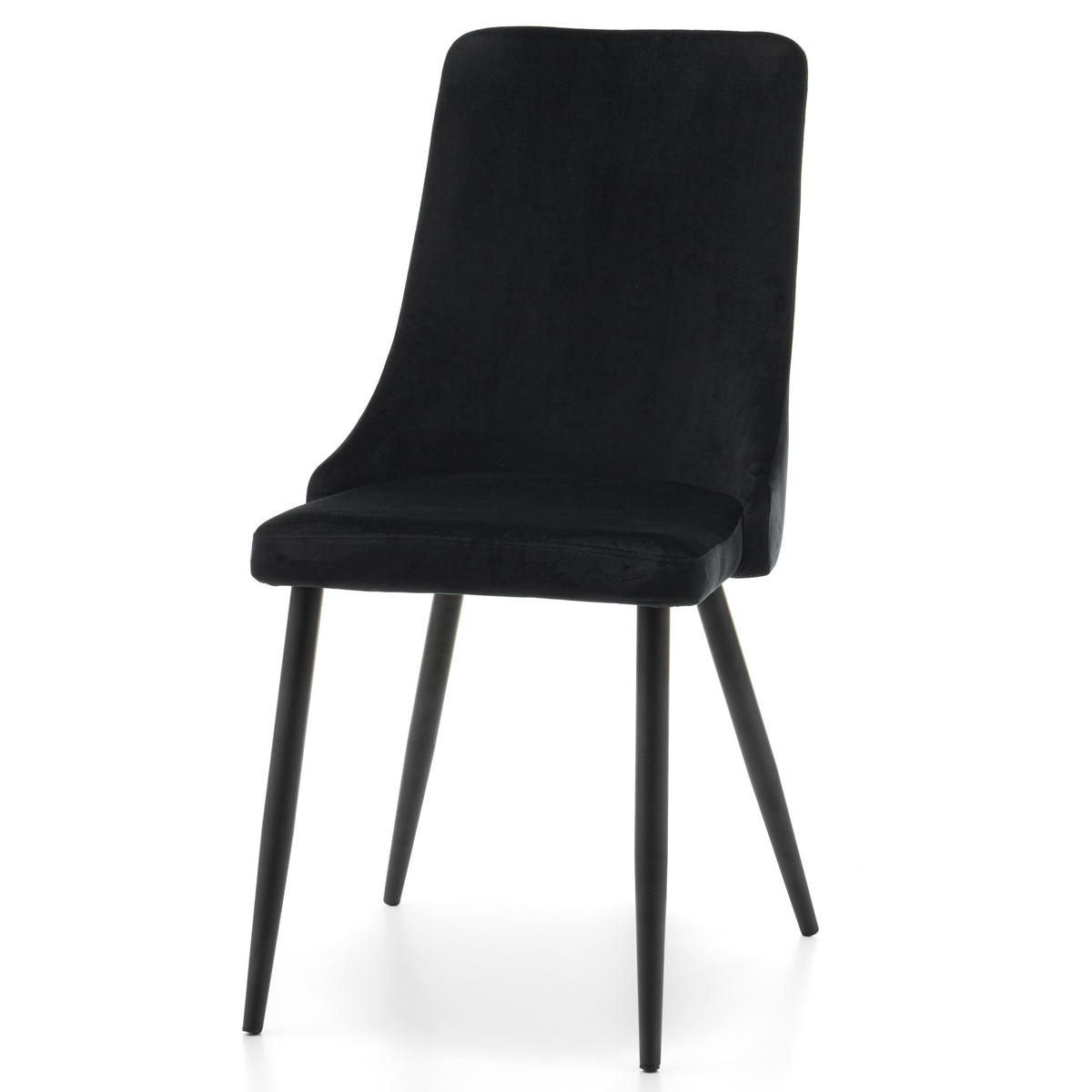 STUHL UNO gepolstert - schwarz - Samt Velours - Schwarz, Textil/Metall (48/95/57cm) - NEW HOME