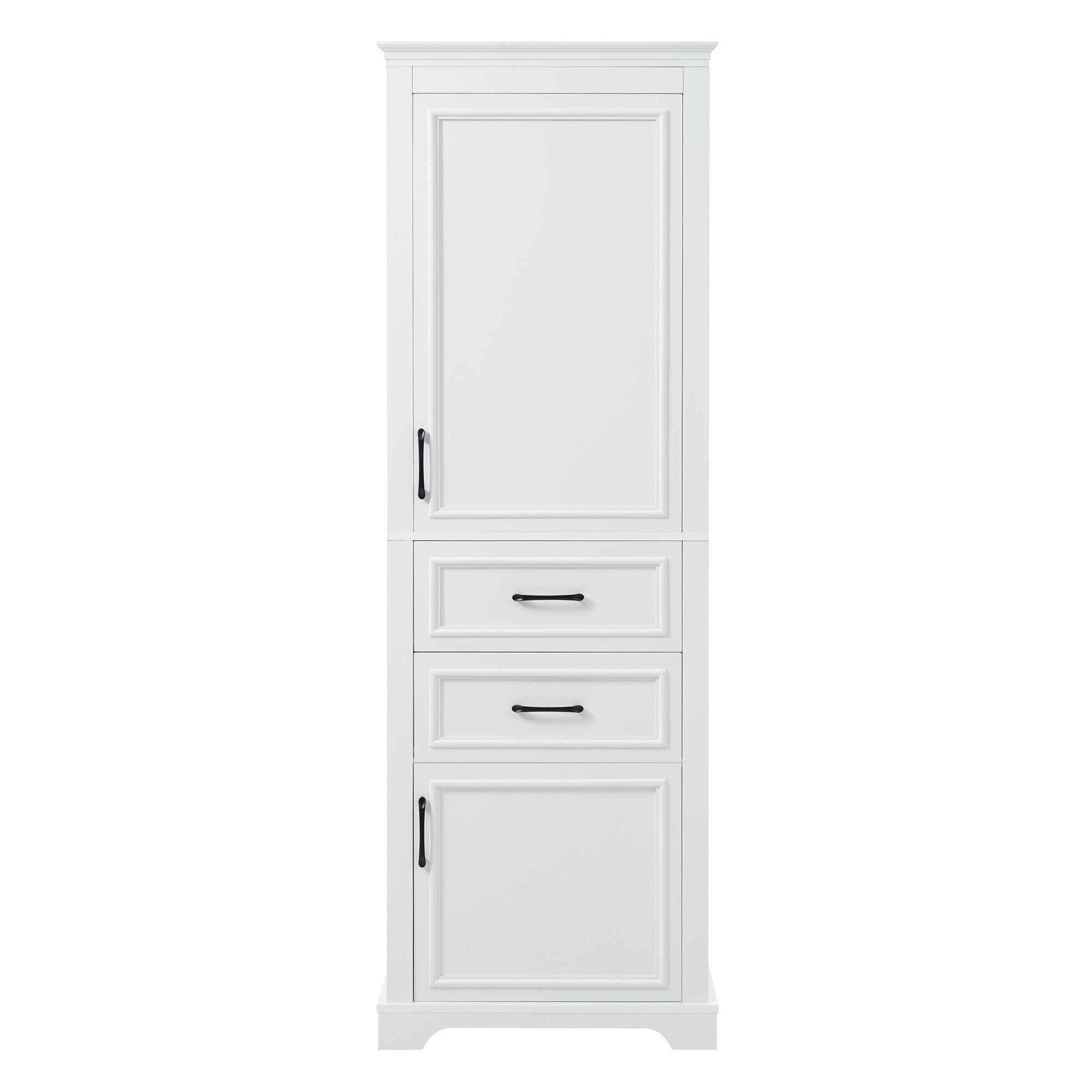 HOCHSCHRANK 60/39.9/180.3 cm Weiß mit 2 Schubladen und 2 Schränken - Schwarz/Weiß, Holz/Holzwerkstoff (40/180/60cm) - Oxeza