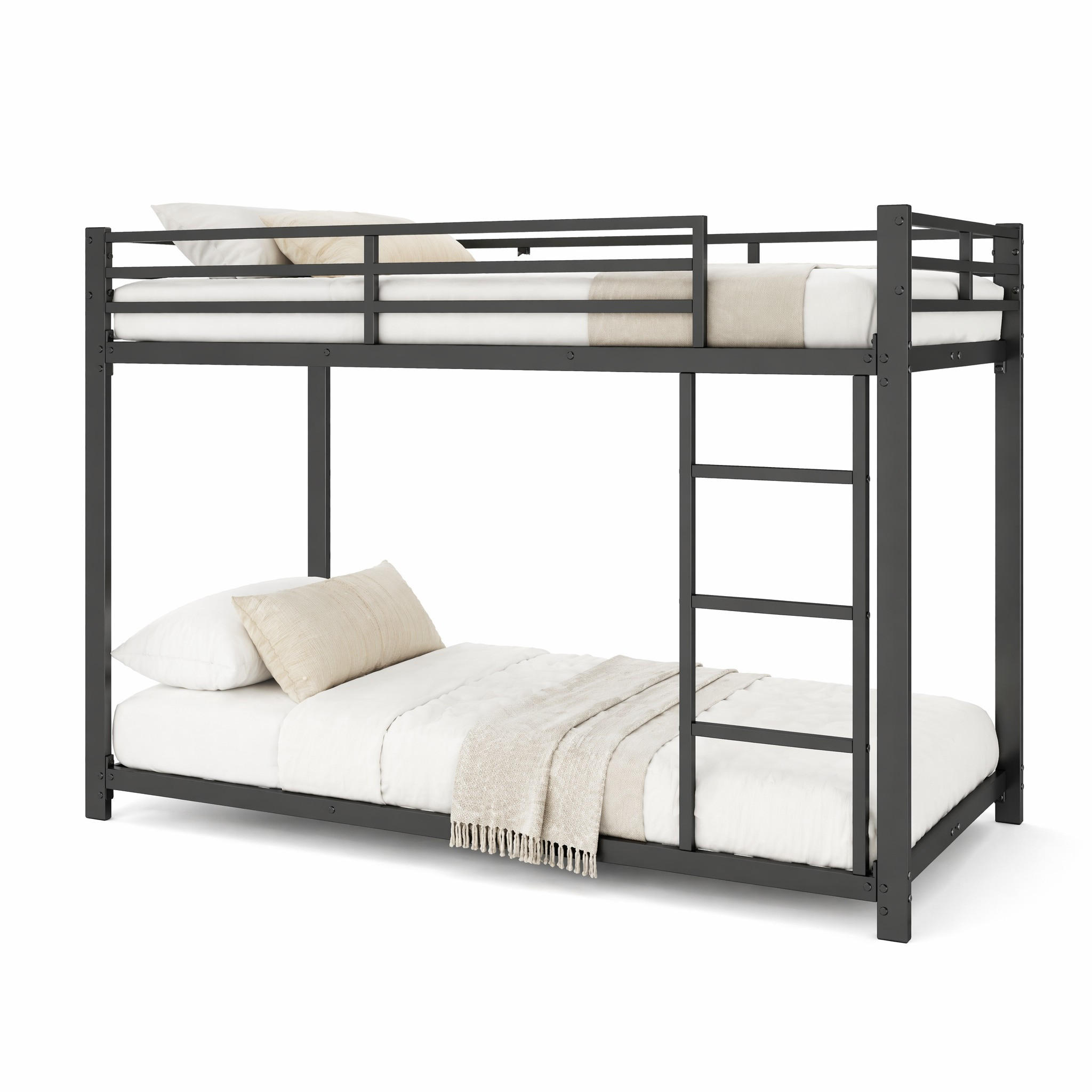 VÅNINGSSÄNG 90/200 cm & 90/200 cm i svart metall klassisk design - Svart, Metall (90/200cm) - STILVORA