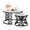 COUCHTISCH 2-teiliges Set Nesting Satztisch 70x70x45 cm + 45x45x37 cm Weiß und Schwarz mit Marmor Furnier - Weiß, Holzwerkstoff (70/70/45cm) - Modfu