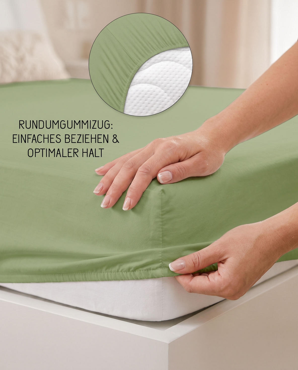 SPANNBETTTUCH Premium Jersey fichte, 90x190 cm - 100x200 cm - Dunkelgrün, Textil (100/200cm) - biberna