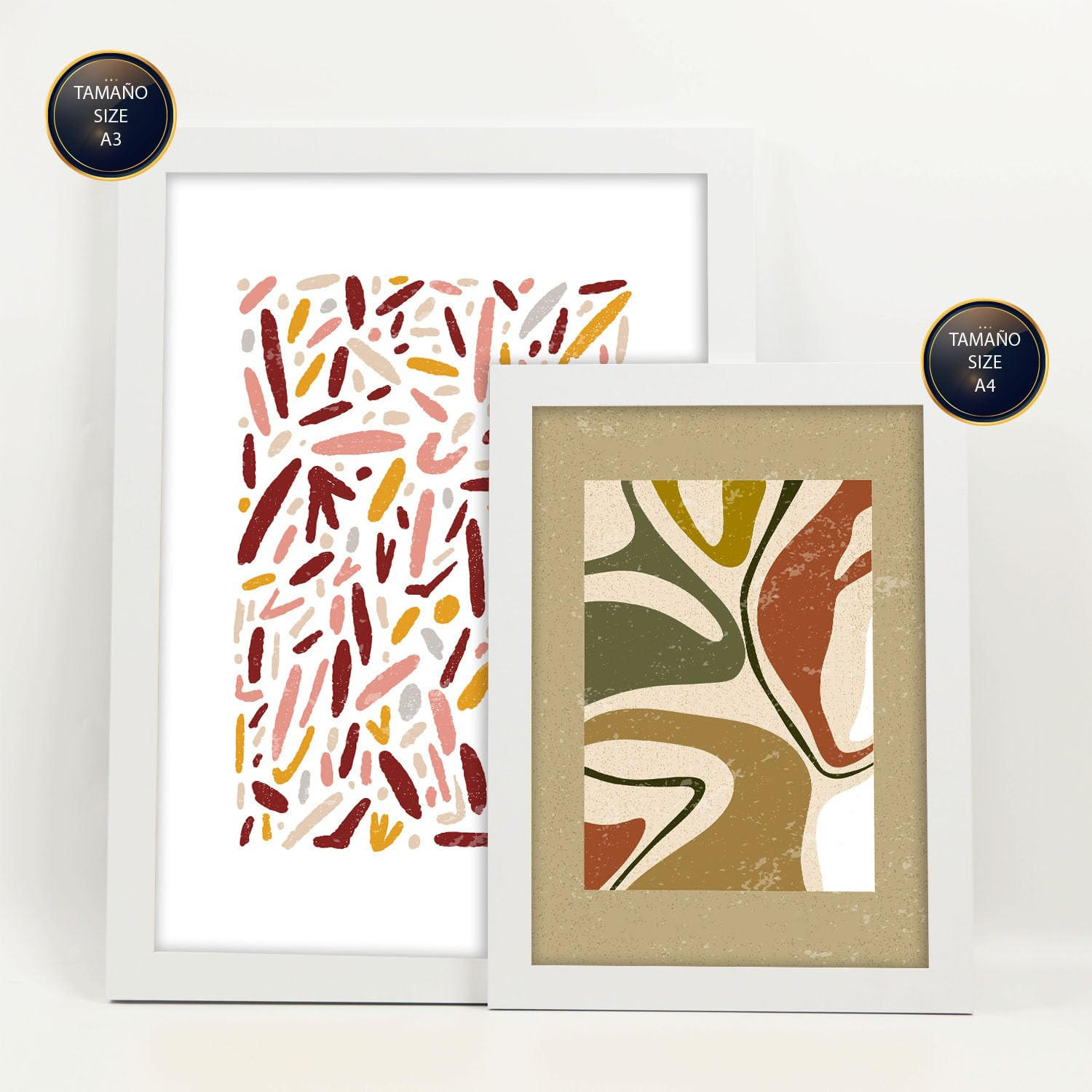POSTER Set Mit 6 Drucken Von Muster 2 In Der Sammlung Von Ethnischenabzügen Dekorative Rahmen Für Ihr Zuhause Wandkunstdruck A3 & A4 Weißer Rahmen - Weiß, Papier (29/3cm) - Nacnic