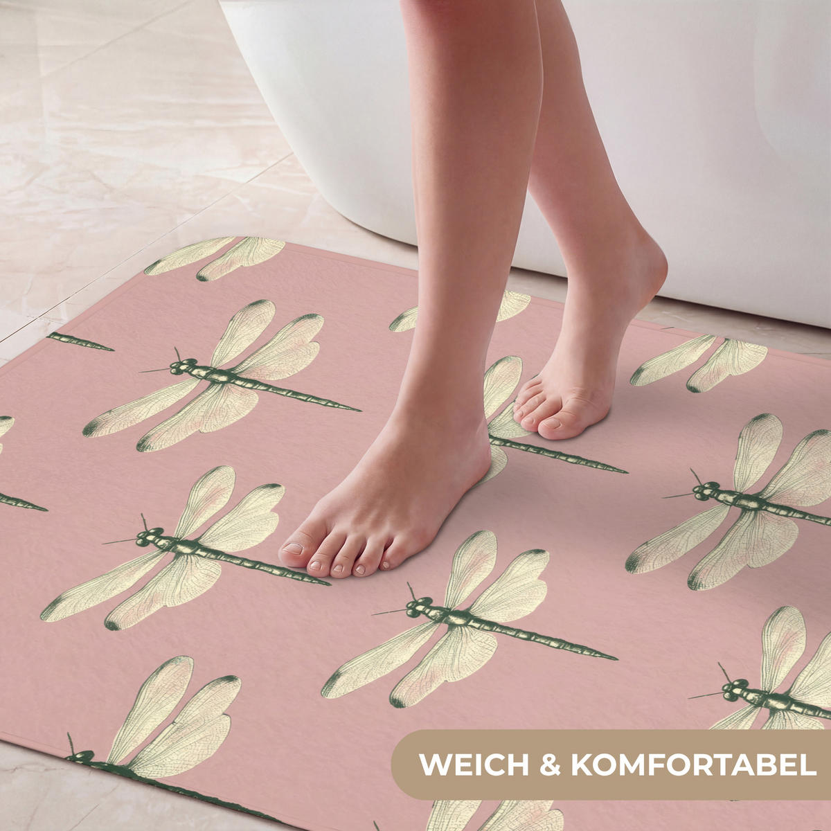KÚPEĽŇOVÁ PREDLOŽKA Zvončeky - vzor - ružová 60x90 cm - ružová, textil/plast (60/90cm) - OnlyWow