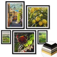 WANDBILDER 5er-Set - 50x50 cm & 20x30 cm & 40x60 cm Schwarzer Rahmen - Italienische Landschaften, Zitrushügel - Schwarz, Kunststoff (40/60cm) - ArtPrintCave