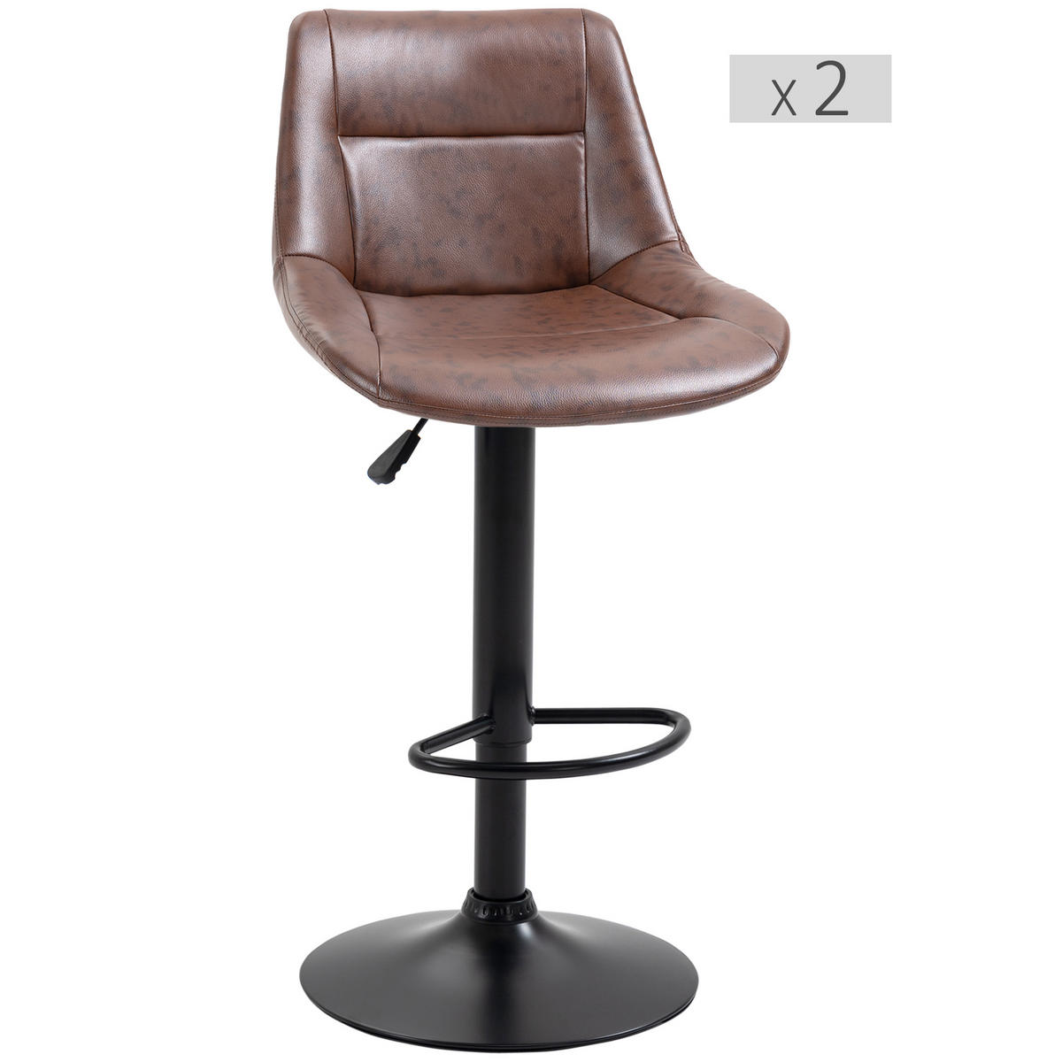 BARHOCKER 2er-Set DE-14694 höhenverstellbar & schwenkbar mit Fußstütze Braun - Braun, Metall (50/108/46.5cm) - ComfortXL
