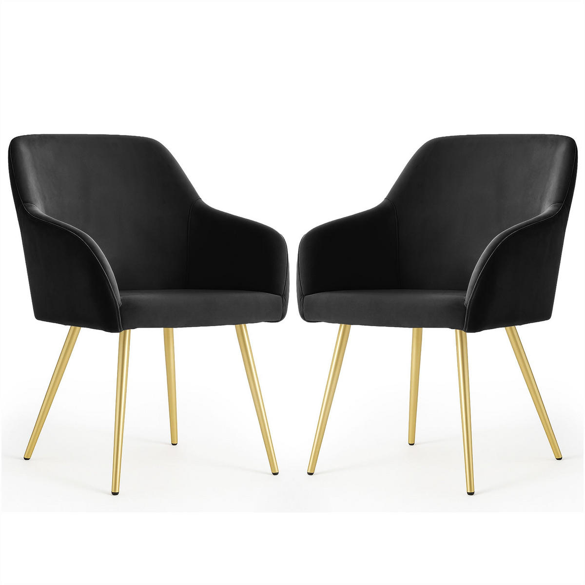 POLSTERSTUHL 2er Set, Metallbeine Schwarz, Gold 54,5/83/58 - Schwarz, Textil (55/83/58cm) - RAUMHIRSCH FURNITURE