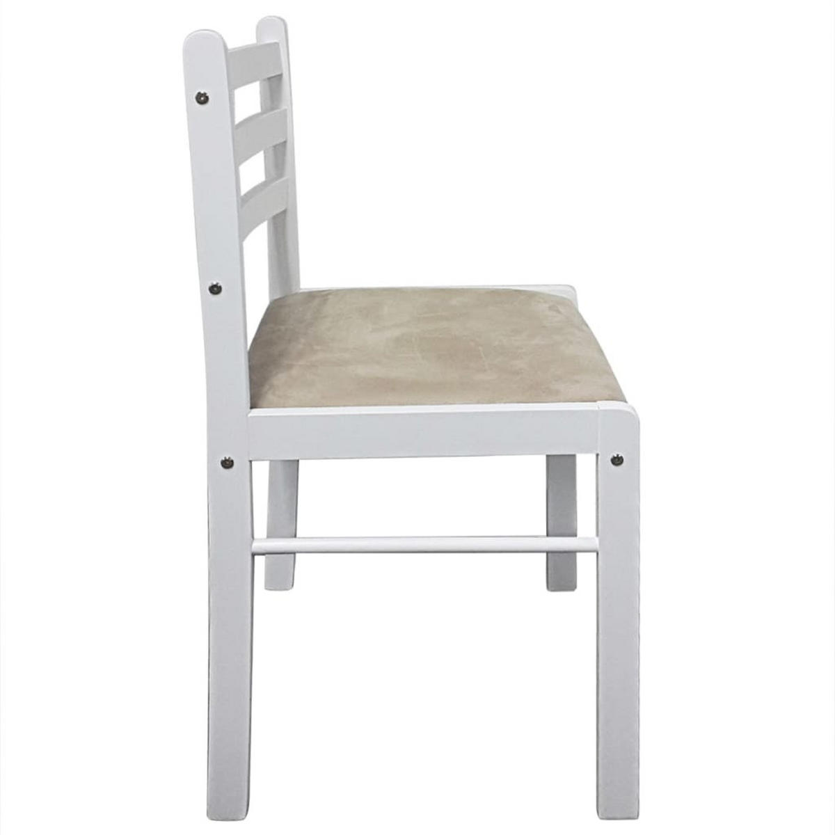 ESSZIMMERSTÜHLE 4 Stk. Weiß Massivholz Gummibaum und Samt 44*45*81cm - Weiß/Grau, Metall (44/81/45cm) - ZMH