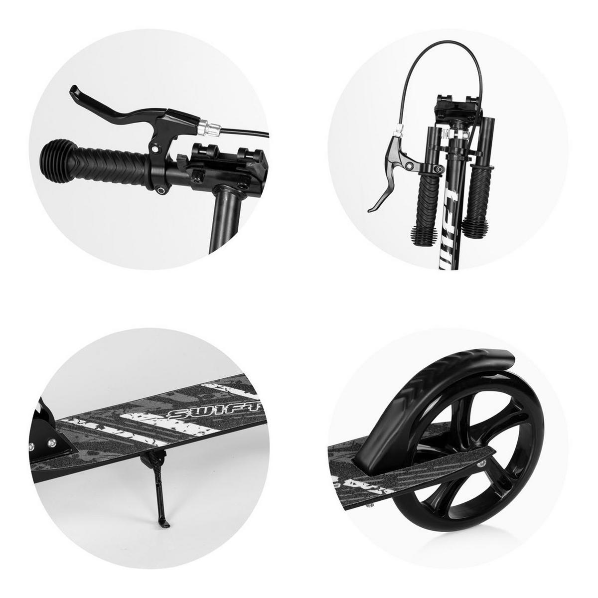 KINDERROLLER Swift klappbar weiß Anti-Rutsch-Griffe Hinterradbremse ABEC-7 - Weiß, Metall (82/38/90cm) - Chipolino