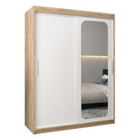 SCHWEBETÜRENSCHRANK 200/150/62 2-türig - Silberfarben/Weiß, Holz/Kunststoff (150/200/62cm) - Abiks Möbel