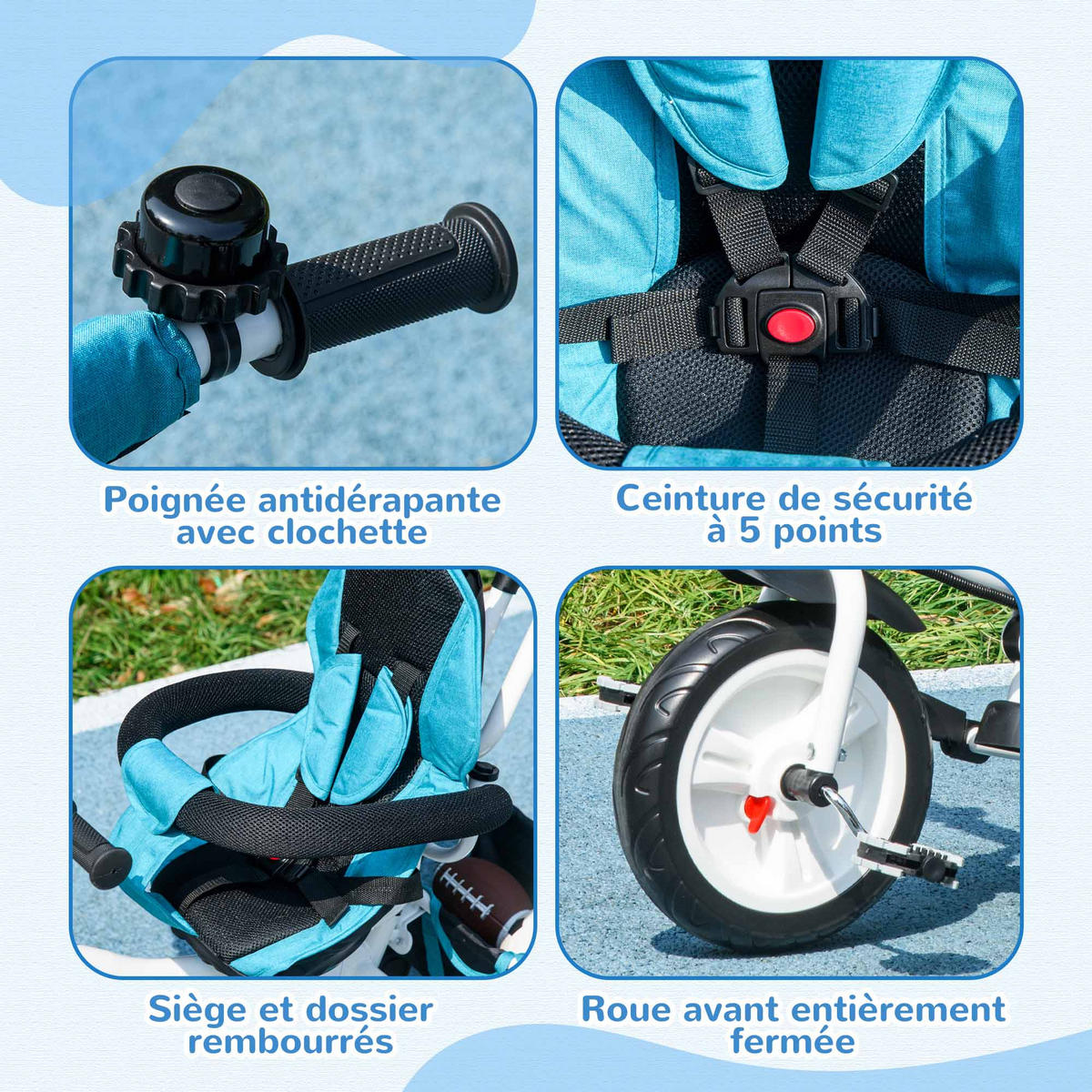DREIRAD DE-18945 6-in-1 mit Sonnenschutz & Teleskopgriff Blau - Blau, Kunststoff (95/50/106cm) - ComfortXL