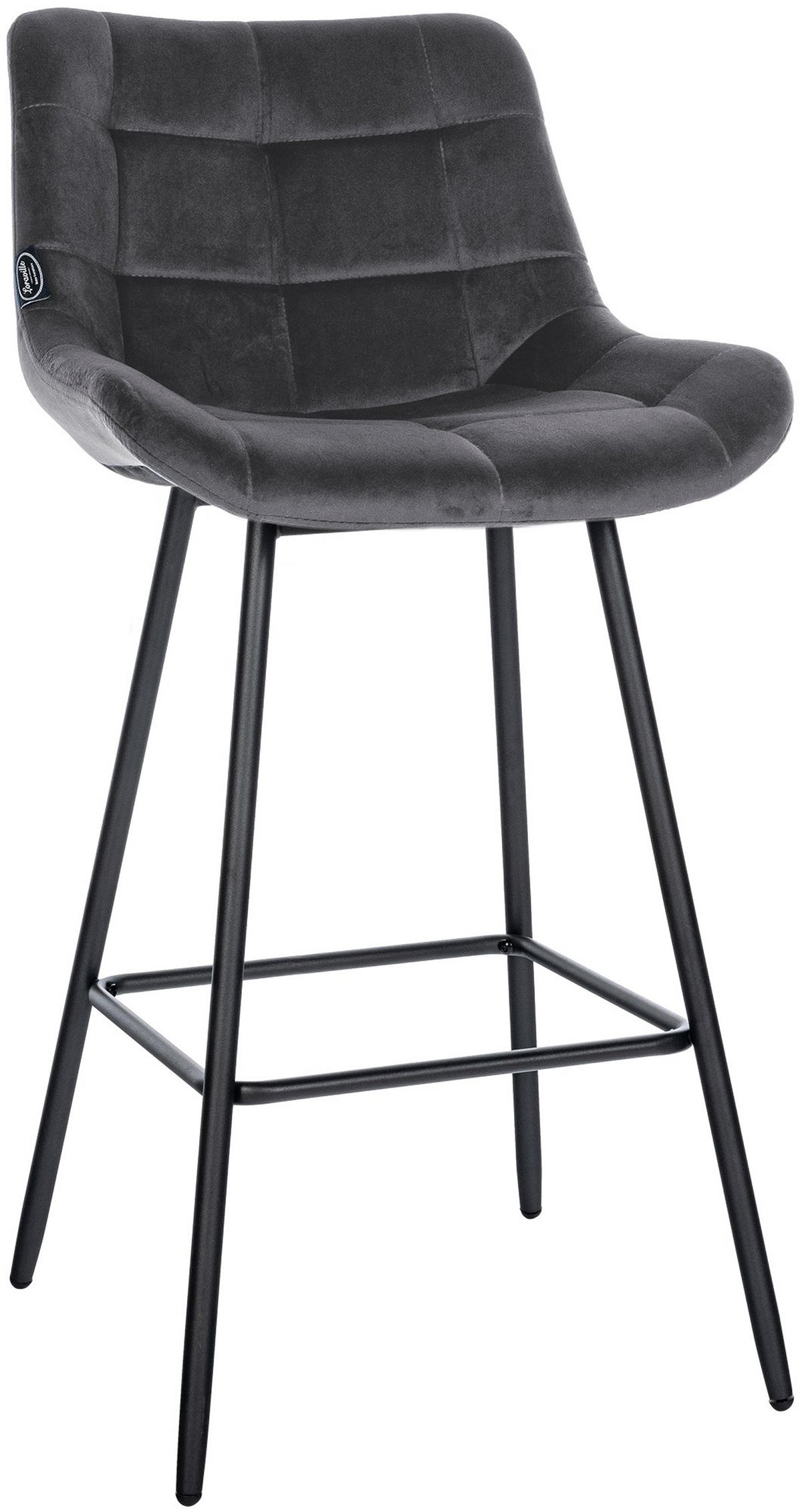 BARHOCKER Welton Samt dunkelgrau - Dunkelgrau/Schwarz, Textil/Metall (49/104/56cm) - TPFLiving