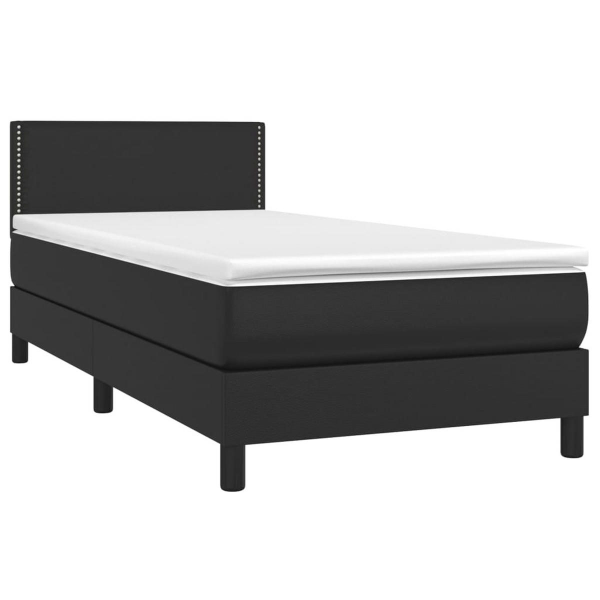 BOXSPRINGBETT MIT MATRATZE & LED SCHWARZ 90X200 CM KUNSTLEDER - Schwarz, Leder - vidaXL