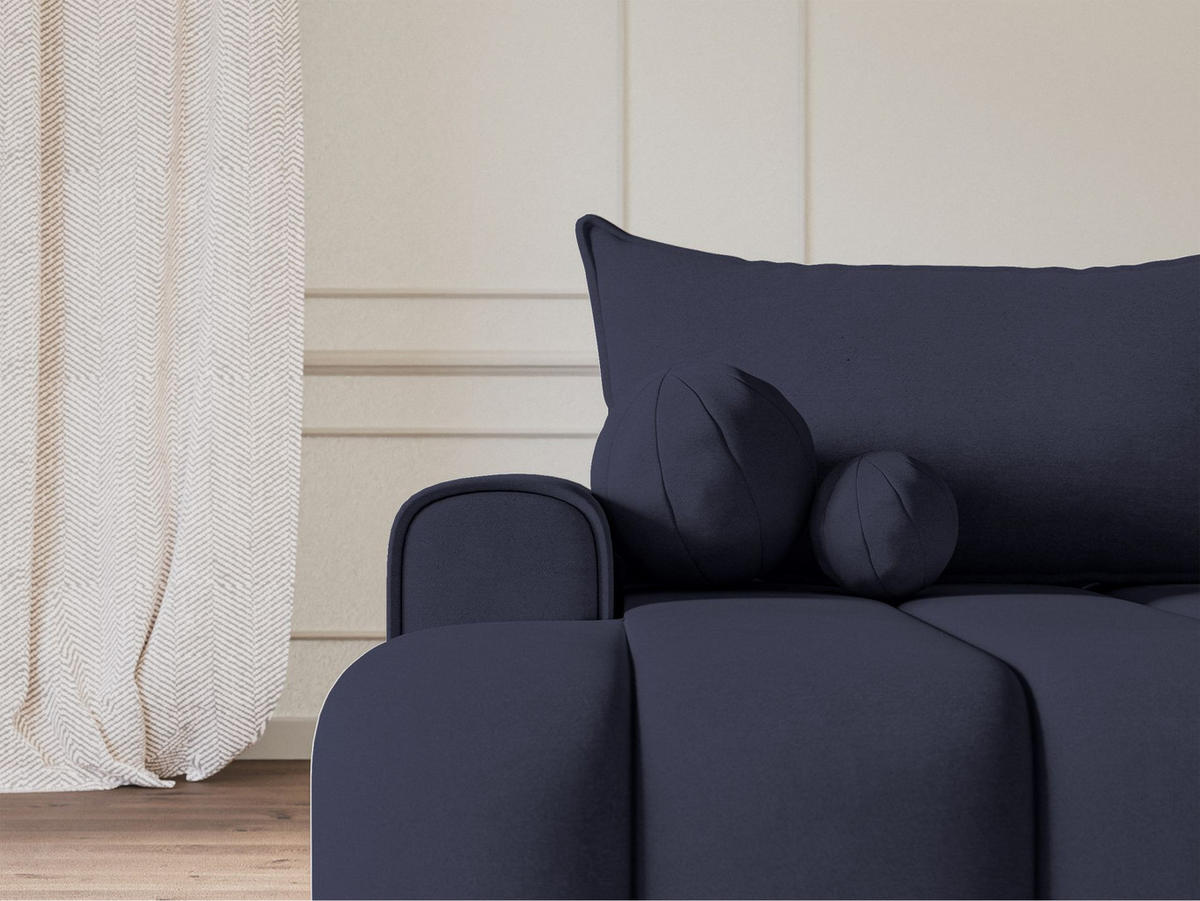 ECKSOFA Dandelino Marineblau mit Samtbezug, links - Schwarz/Dunkelblau, Kunststoff/Textil (275/168cm) - Selsey