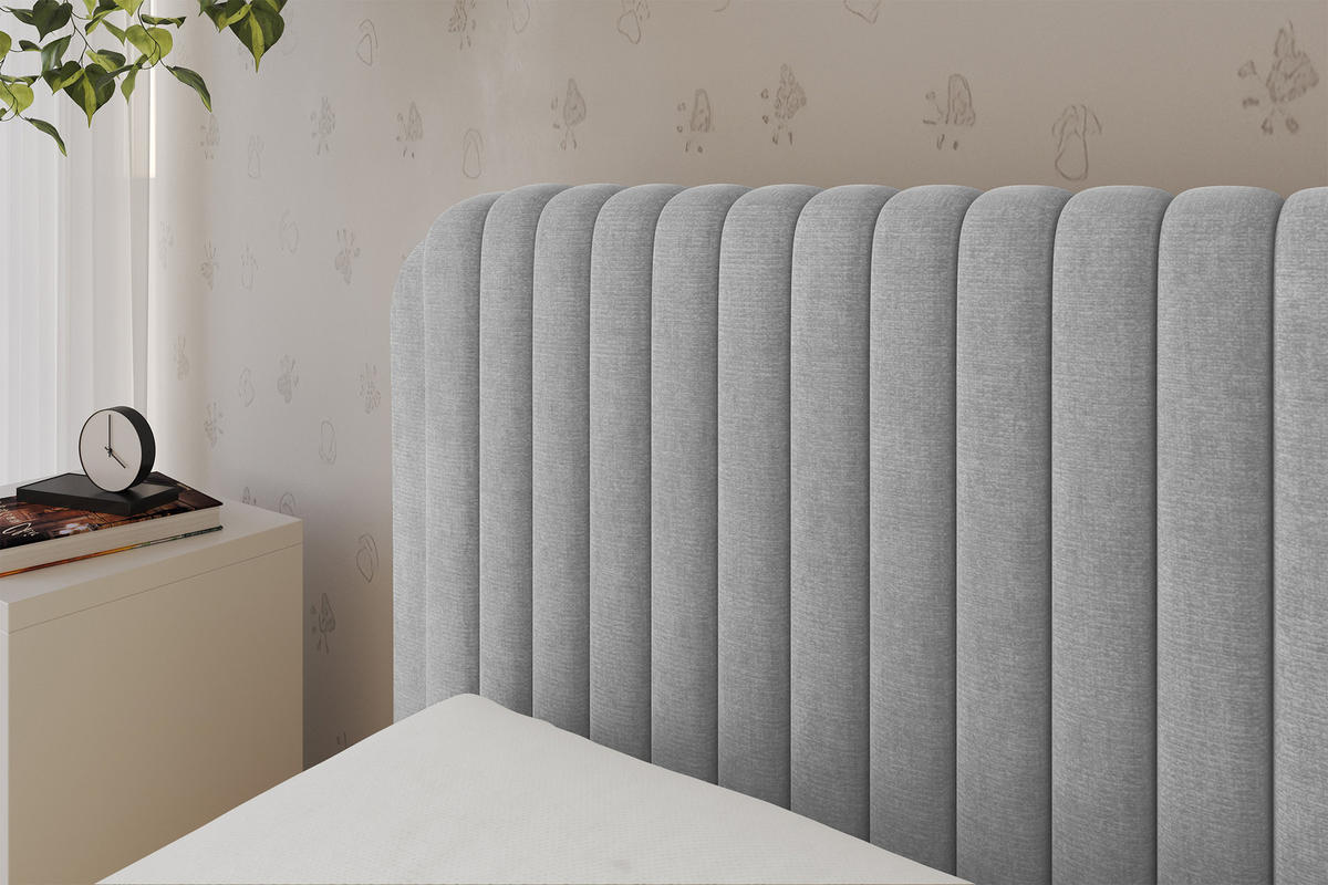 EINZELLBETT Jugendbett mit Bettkasten und Matratze H3/H4, Rechts - AURY 80x200 Grau - Silberfarben, Holzwerkstoff/Textil (80/200cm) - ALTDECOR