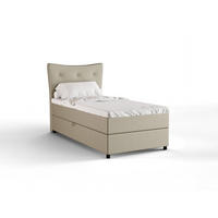 BOXBETT Nevada 100x200 cm Polsterbett mit hochwertiger Bonell-Matratze und Topper - ecru - Ecru, Holz (100/200cm) - Panda Möbel