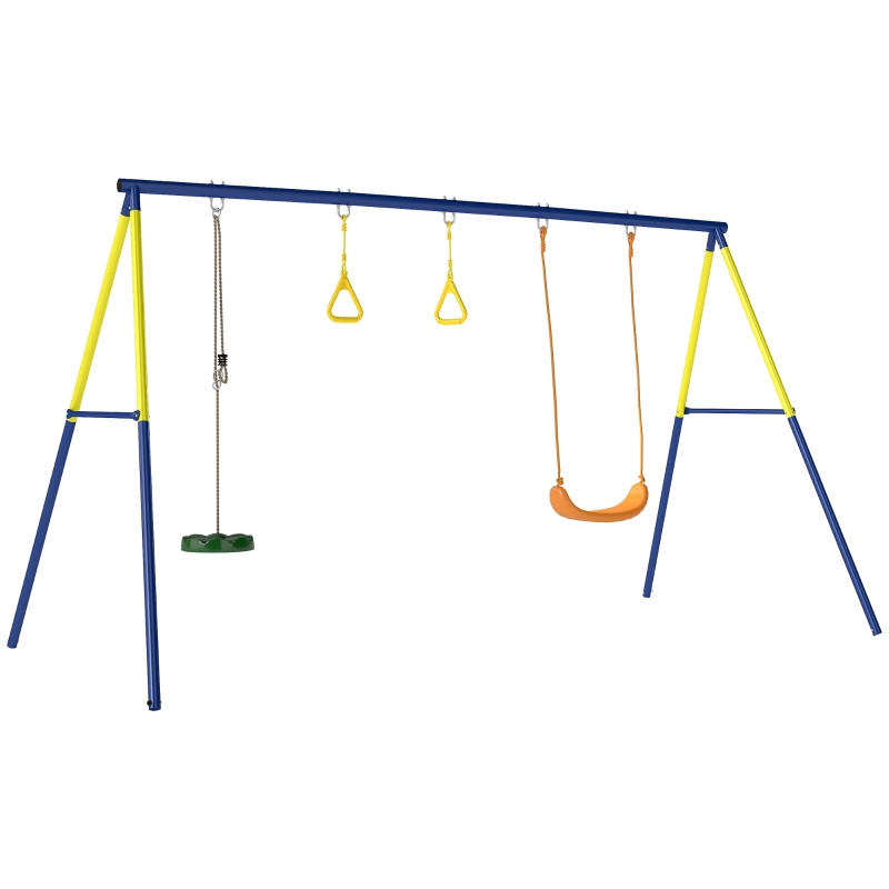 KINDERSCHAUKEL mit klassischer Schaukel 3-in-1, Turnringe, Stehschaukel, 285x160x181cm - Blau, Metall (160/285cm) - Hauptrolle