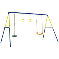 KINDERSCHAUKEL mit klassischer Schaukel 3-in-1, Turnringe, Stehschaukel, 285x160x181cm - Blau, Metall (160/285cm) - Hauptrolle