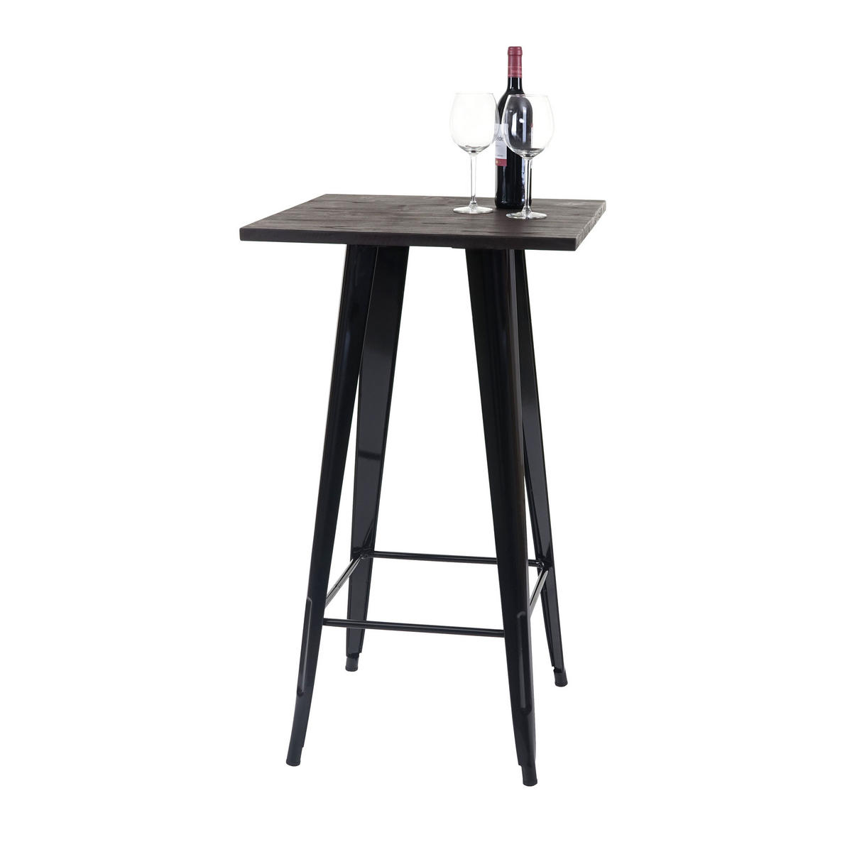 STEHTISCH INKL. HOLZ-TISCHPLATTE quadrat Schwarz - Schwarz, Holz (60/60/107cm) - MCW