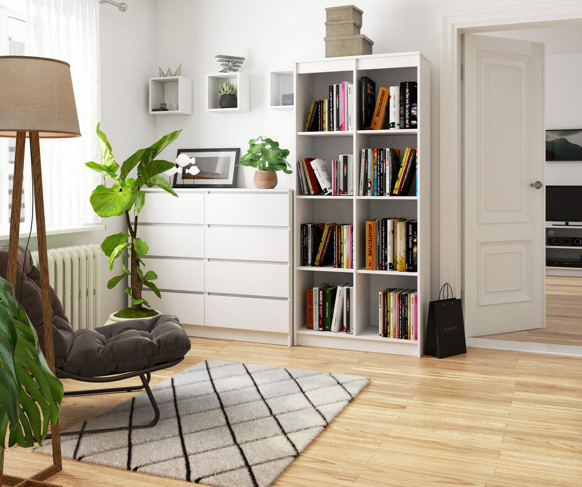 STANDREGAL Weiß 180/80/35 - Weiß, Holzwerkstoff (80/180/35cm) - RAUMHIRSCH FURNITURE