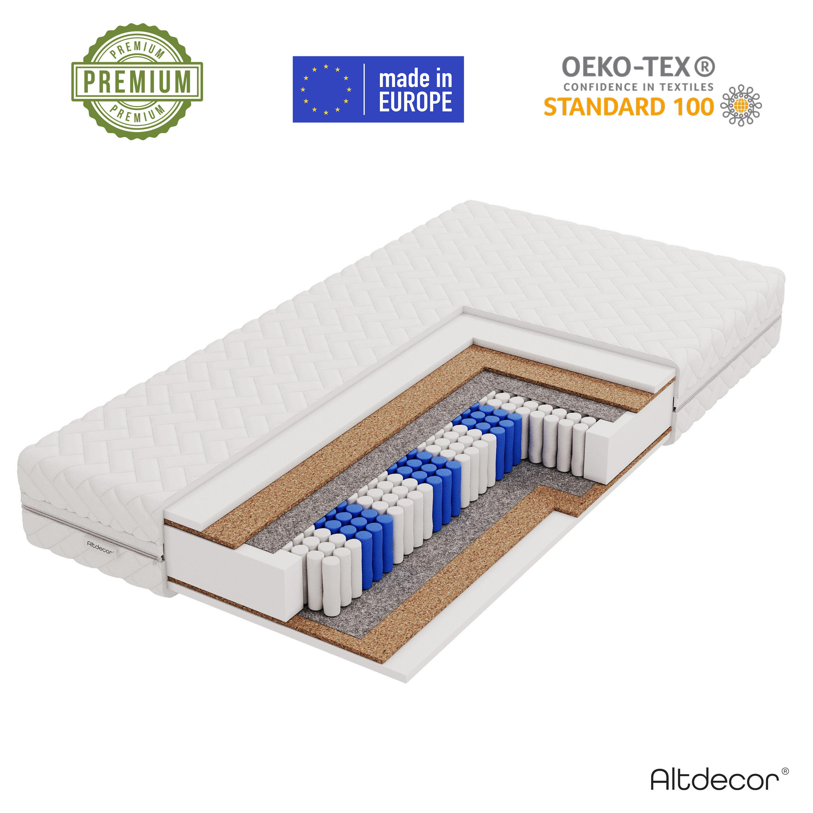 MATRATZE 180x200 Härtegrad H3 & H4 - 25 cm Taschenfederkernmatratze Bett Matratzen JUNILA - Weiß, Kunststoff - ALTDECOR