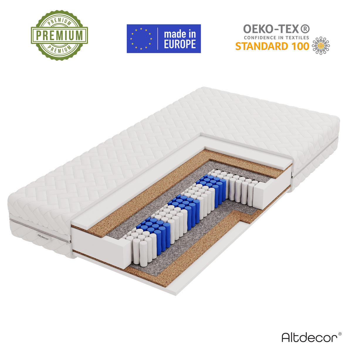 MATRATZE 100x200 Härtegrad H3 & H4 - 25 cm Taschenfederkernmatratze Bett Matratzen JUNILA - Weiß, Kunststoff - ALTDECOR