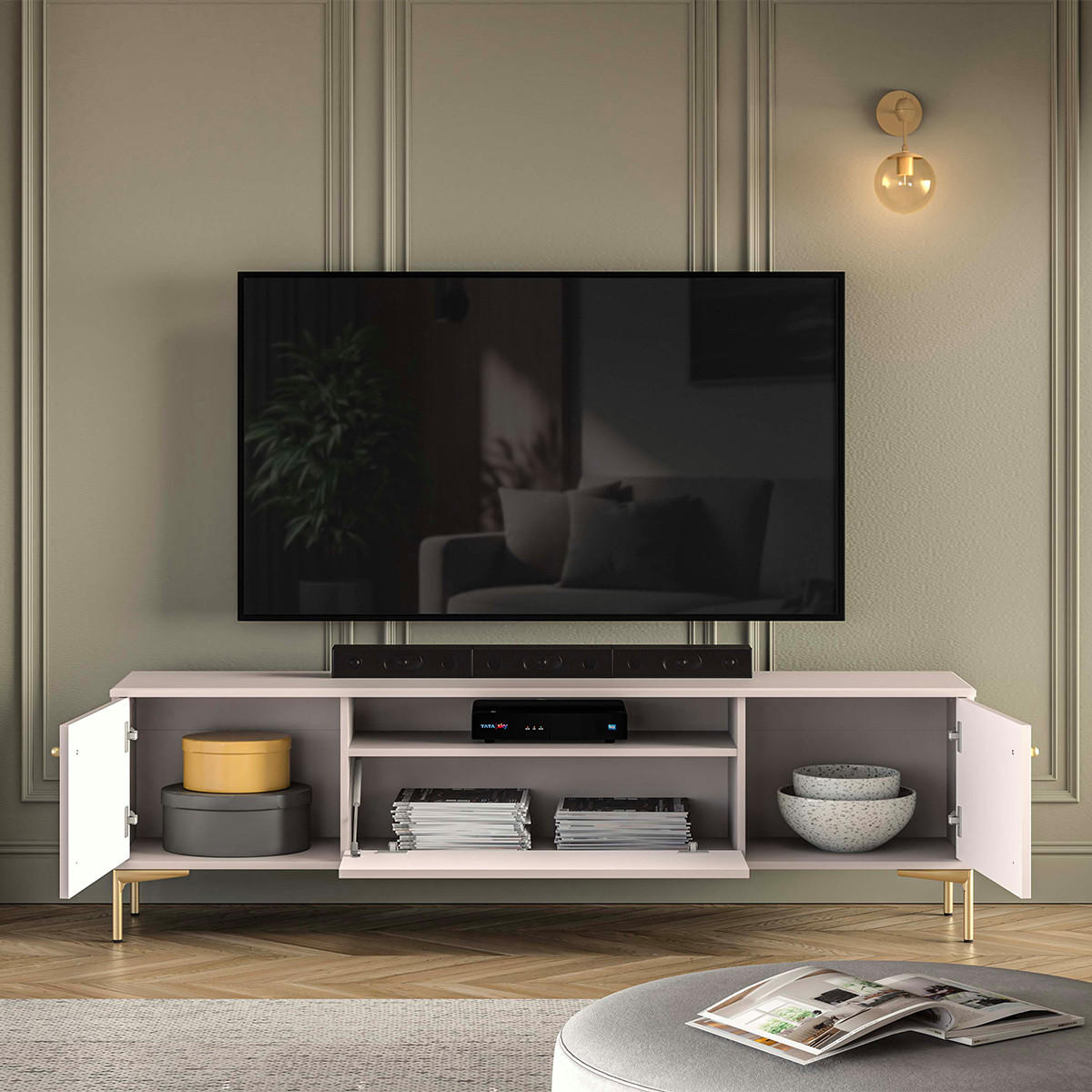 TV-MÖBEL Sélène Kaschmir - Beige, Holzwerkstoff (180/53/34cm) - Petits-meubles