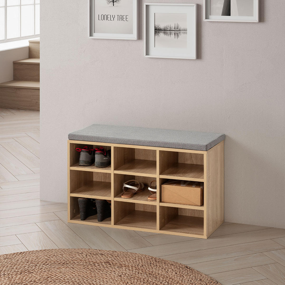 SCHUHBANK Samuel Eichenfarbe - Honigeiche, Holzwerkstoff (81/50/31cm) - VS Venta-stock