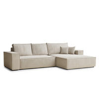 ECKSOFA Maze Beige Chenille-Stoff - Rechts Seite - Beige/Schwarz, Holz/Holzwerkstoff (294/185cm) - Maison de Reve