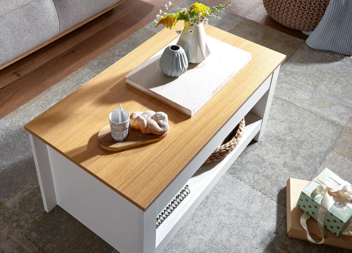 COUCHTISCH in Anthrazit, Holz mit Stauraum, Abgesetztes Design, Kratz- und Wasserbeständig - Weiß, Holz/Holzwerkstoff (47/85/45cm) - KADIMA DESIGN