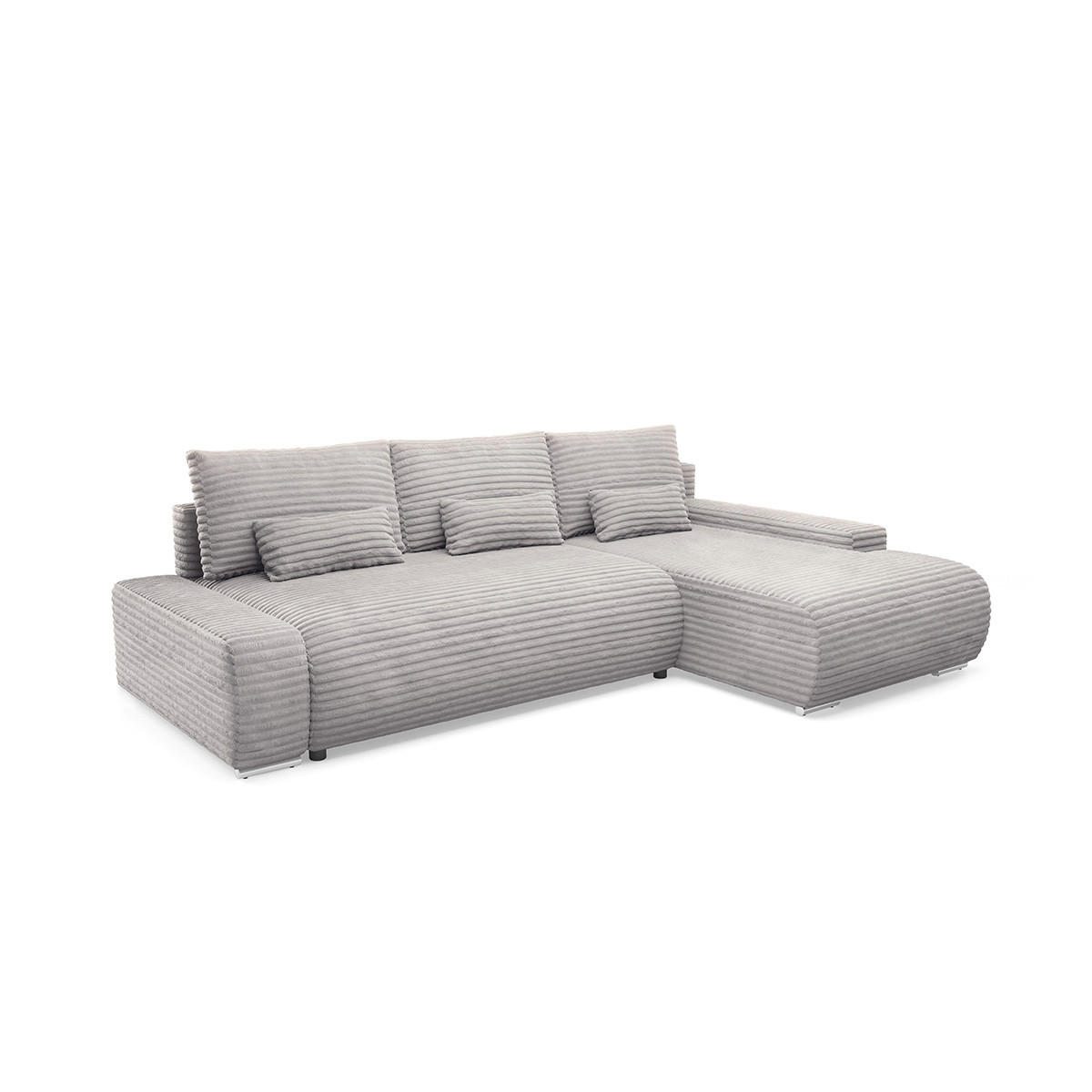 ECKSOFA Ivana 3 Sitzplätze Hellgrau - Hellgrau, Holz (265/172cm) - Petits-meubles
