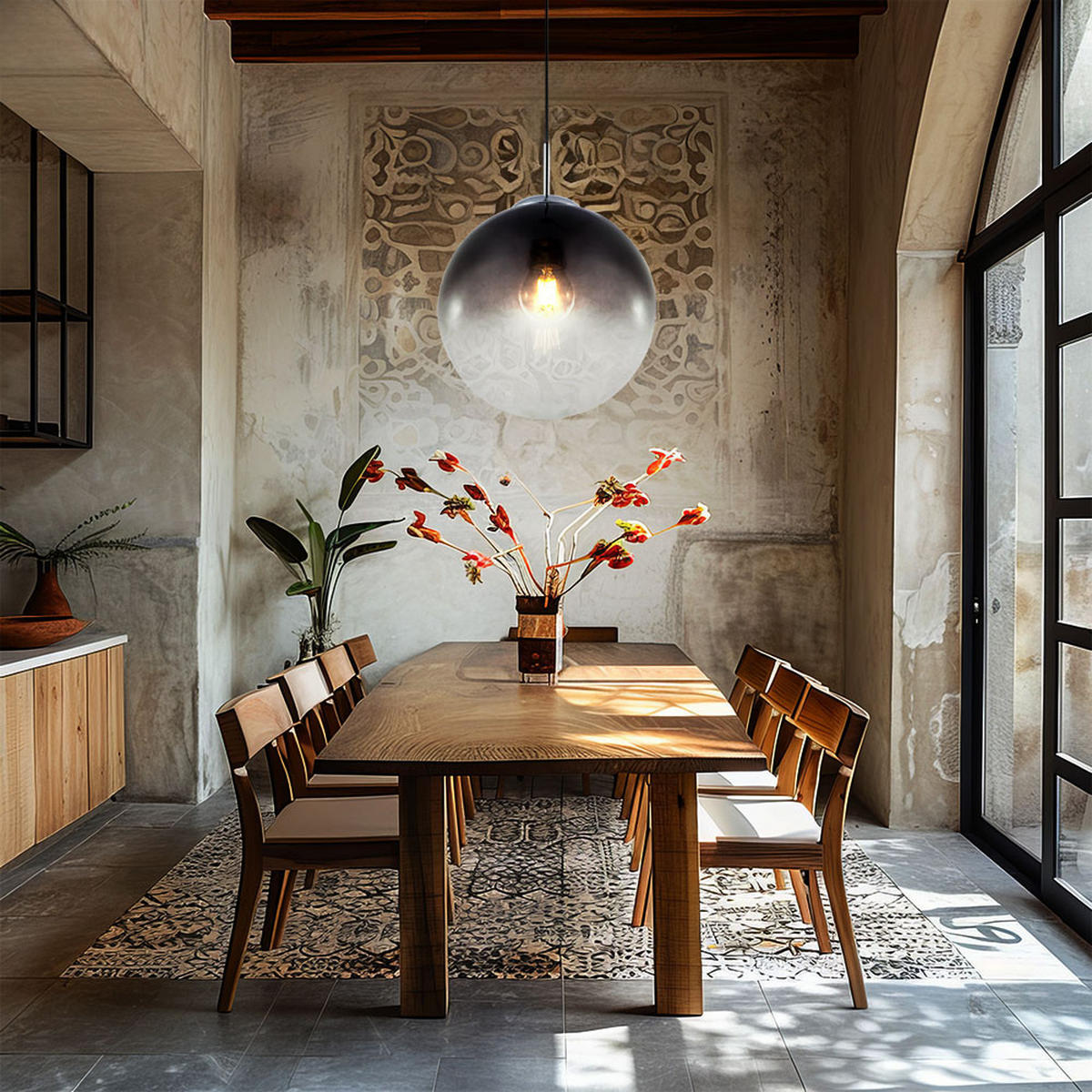 LED HÄNGELEUCHTE Glas Grau Rauchoptik - Grau, Glas (33/33/120cm) - Globo Lighting