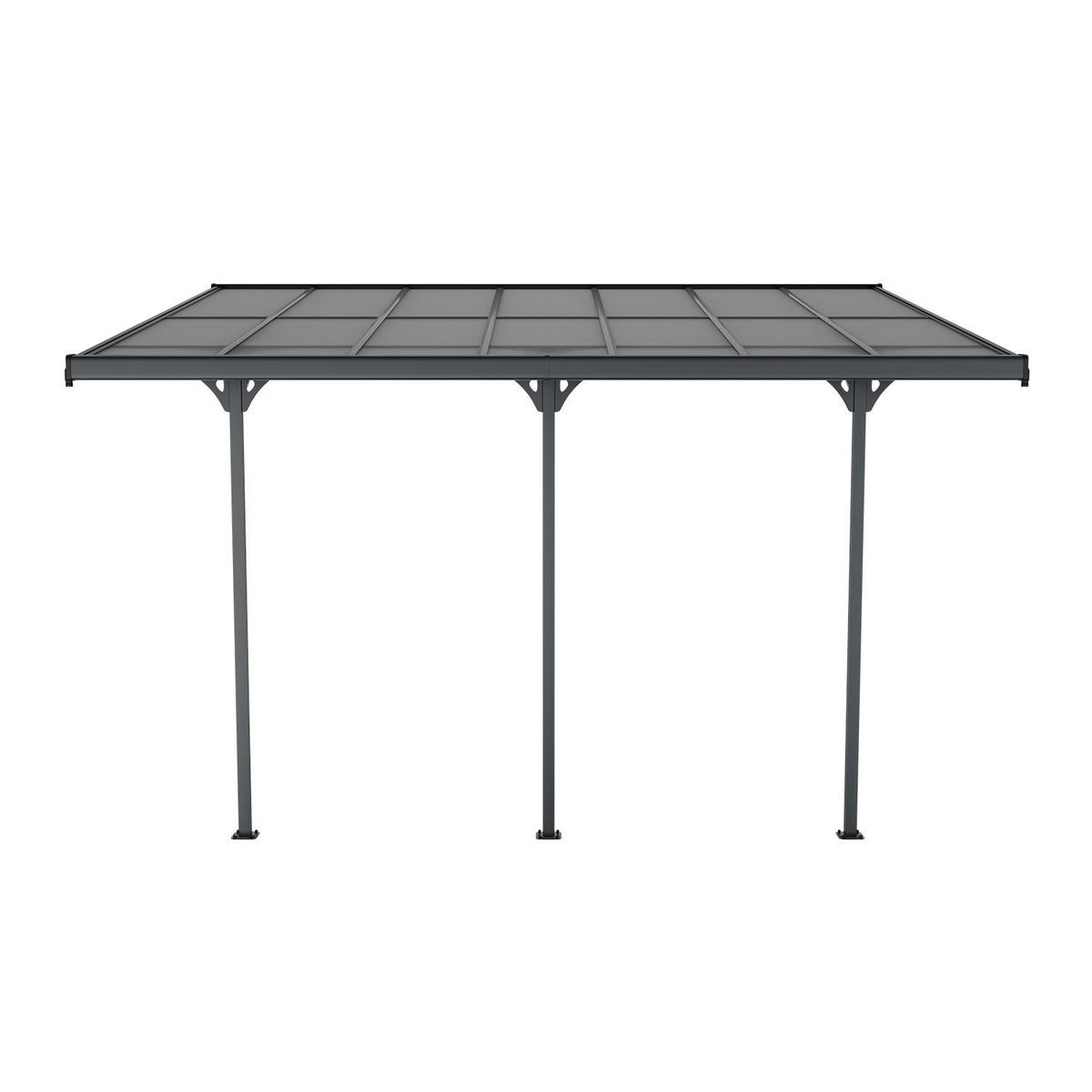 TERRASSENDACH Borneo Aluminium 4x3m dunkelgrau - Dunkelgrau, Metall (435/300/300cm) - Juskys