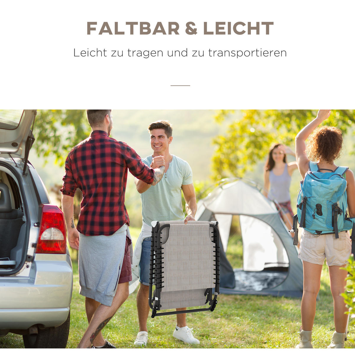 SONNENLIEGE DE-07660 klappbar, 4-fach verstellbar Cremeweiß - Creme, Metall (58/30/189cm) - ComfortXL