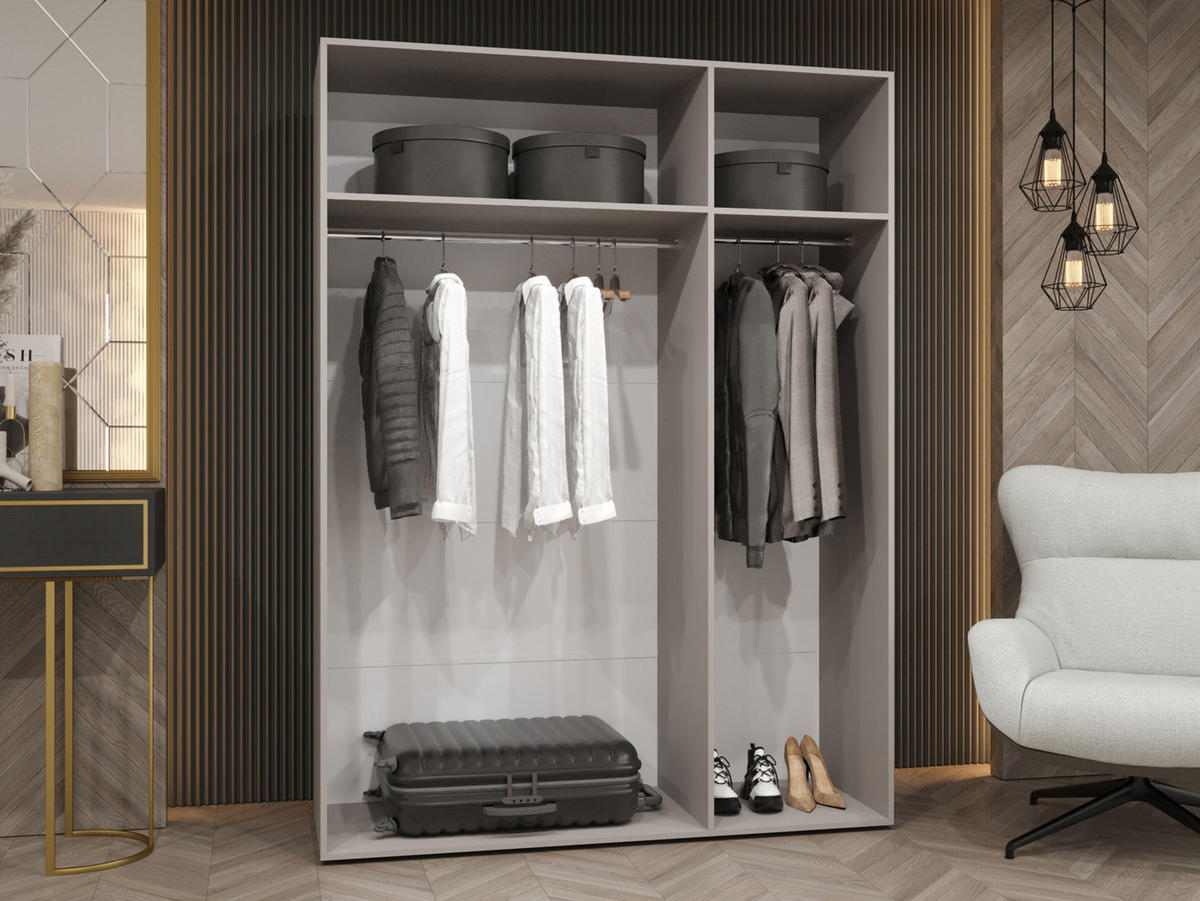 DREHTÜRENSCHRANK Malaga 150 - Weiß, Holzwerkstoff (150/202/52cm) - MIRJAN24